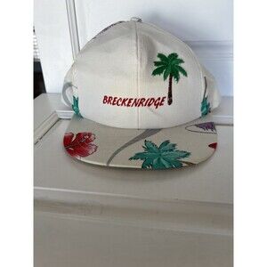 Vintage Breckenridge Ski Resort SnapBack Hat White Floral VTG Colorado
